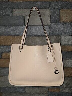 COACH C2273 Tyler Carryall Shoulder Bag Peach Pebbled Leather Gunmetal Hardware*